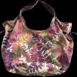 Lucky Brand Canvas Floral Shoulder Hobo Bag Large